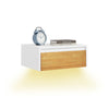 SoBuy FBT167-E-W natbord med 3 skuffer og LED-lys, 3 justerbare lysefarver, moderne sengebord til soveværelser og stuer, B 41 × D 40 × H 52 cm, hvid