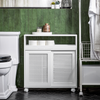 SoBuy Toiletpapirholder Toilet opbevaring Stativ Badeværelsesskab med hjul BZR119-W