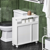 SoBuy Toiletpapirholder Toilet opbevaring Stativ Badeværelsesskab med hjul BZR119-W