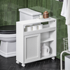 SoBuy Toiletpapirholder Toilet opbevaring Stativ Badeværelsesskab med hjul BZR119-W