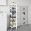 SoBuy Pladsbepsrende badeværelsesreol med 6 hylder, Højt stel hylder, Reol, BZR14-W