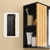 SoBuy Vægkabinet med spejl til badeværelse-stilfuldt sort badeværelsesskab i MDF-fleksibel opbevaring, let monteringshængende skabe til WC, 50x20x45 cm, BZR204-sch