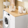 SoBuy BZR217-WN vaskemaskine møbelkabinet med vasketøjskurv og kasse, til vaskemaskine og tørretumbler, træmøbler i hvidt, 100 x 60 x 90 cm