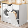 SoBuy BZR217-WN vaskemaskine møbelkabinet med vasketøjskurv og kasse, til vaskemaskine og tørretumbler, træmøbler i hvidt, 100 x 60 x 90 cm
