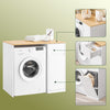 SoBuy BZR217-WN vaskemaskine møbelkabinet med vasketøjskurv og kasse, til vaskemaskine og tørretumbler, træmøbler i hvidt, 100 x 60 x 90 cm