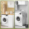 SoBuy BZR217-WN vaskemaskine møbelkabinet med vasketøjskurv og kasse, til vaskemaskine og tørretumbler, træmøbler i hvidt, 100 x 60 x 90 cm