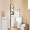 SoBuy BZR34-W badeværelse skab, smalt højt skab, badeværelseshylde, skab med dør og kasse, badeværelsesmøbler, apotekskab, stående, nichehylde til badeværelse, små værelser, 20 x 20 x 145 cm