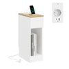 SoBuy Smalt natbord med 20 cm bredt, sidebord med kasse, natbord med USB-porte, til soveværelser og stuer, farve hvidt og træ, dimensioner bh ca. 20 x 60 x 35 cm fbt11-wn