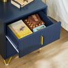 SoBuy FBT115-B Bedside Bord, natbord med 2 skuffer, moderne sideborde til soveværelser og stue, blå B 40 x D 40 x H 47 cm