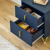 SoBuy FBT115-B Bedside Bord, natbord med 2 skuffer, moderne sideborde til soveværelser og stue, blå B 40 x D 40 x H 47 cm