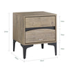 SoBuy FBT165-N Bedside Bord, natbord med 2 skuffer og buet front, træudseende og metalfødder, moderne sidebord til soveværelser, 40 × 40 × 47 cm, naturen