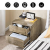 SoBuy FBT165-N Bedside Bord, natbord med 2 skuffer og buet front, træudseende og metalfødder, moderne sidebord til soveværelser, 40 × 40 × 47 cm, naturen