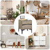 SoBuy FBT165-N Bedside Bord, natbord med 2 skuffer og buet front, træudseende og metalfødder, moderne sidebord til soveværelser, 40 × 40 × 47 cm, naturen