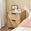 SoBuy Nattskabe-natskabe med 2 skuffer, sideborde til soveværelset, moderne opbevaringsskaber Borddesserter, Natur B 40 X D 42 X H 47 cm FBT166-N