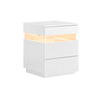 SoBuy FBT167-E-W natbord med 3 skuffer og LED-lys, 3 justerbare lysefarver, moderne sengebord til soveværelser og stuer, B 41 × D 40 × H 52 cm, hvid