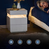 SoBuy FBT167-E-W natbord med 3 skuffer og LED-lys, 3 justerbare lysefarver, moderne sengebord til soveværelser og stuer, B 41 × D 40 × H 52 cm, hvid