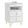 SoBuy FBT168-W Bed Bord, natbord med 3 kasser og opbevaringsrum, moderne sideborde til soveværelser og stuer, hvid B 40 x D 40 x H63 cm