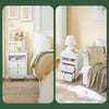 SoBuy FBT168-W Bed Bord, natbord med 3 kasser og opbevaringsrum, moderne sideborde til soveværelser og stuer, hvid B 40 x D 40 x H63 cm