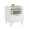 SoBuy FBT169-W Bedsideborde, natbord skabe med kasse og opbevaringsrum, moderne sidebord til soveværelse og stue, hvid B 40 x D 40 x H 51 cm