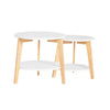 SoBuySæt med 2 lave opholdsborde i massivt Hevea-træ og MDF med 4 hvide hylder, FBT75-W