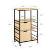 SoBuy FKW111-N Serveringsvogn med hjul, vogn med skuffer, køkkenvogn, sidebord, træ med 3 hylder, metal køkkenhylde i industrielt design til køkkener og hjem, 89 x 53 x 37 cm, naturligt træ lokomotiv