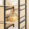 SoBuy FKW111-N Serveringsvogn med hjul, vogn med skuffer, køkkenvogn, sidebord, træ med 3 hylder, metal køkkenhylde i industrielt design til køkkener og hjem, 89 x 53 x 37 cm, naturligt træ lokomotiv