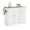 SoBuy FKW128-St Köksö på hjul med udvidelig bordplade, rumbesparende køkkenvogn, rullende køkkenvogn med to kasser og justerbar hylde, 130 x 46-71 x 91 cm, hvid