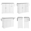SoBuy FKW128-St Köksö på hjul med udvidelig bordplade, rumbesparende køkkenvogn, rullende køkkenvogn med to kasser og justerbar hylde, 130 x 46-71 x 91 cm, hvid