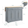 SoBuy FKW129-WN Kitchen Wagon on Wheels-Kitchen Island med foldet arbejdsoverflade, 2 skuffer og justerbare hylder, mobil serveringsvogn til køkken eller spisestue, hvid 113x91x (44–69) cm