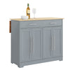 SoBuy FKW129-WN Kitchen Wagon on Wheels-Kitchen Island med foldet arbejdsoverflade, 2 skuffer og justerbare hylder, mobil serveringsvogn til køkken eller spisestue, hvid 113x91x (44–69) cm