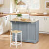 SoBuy FKW129-WN Kitchen Wagon on Wheels-Kitchen Island med foldet arbejdsoverflade, 2 skuffer og justerbare hylder, mobil serveringsvogn til køkken eller spisestue, hvid 113x91x (44–69) cm