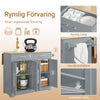 SoBuy FKW129-WN Kitchen Wagon on Wheels-Kitchen Island med foldet arbejdsoverflade, 2 skuffer og justerbare hylder, mobil serveringsvogn til køkken eller spisestue, hvid 113x91x (44–69) cm