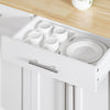 SoBuy FKW129-WN Kitchen Wagon on Wheels-Kitchen Island med foldet arbejdsoverflade, 2 skuffer og justerbare hylder, mobil serveringsvogn til køkken eller spisestue, hvid 113x91x (44–69) cm