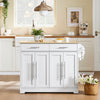 SoBuy FKW129-WN Kitchen Wagon on Wheels-Kitchen Island med foldet arbejdsoverflade, 2 skuffer og justerbare hylder, mobil serveringsvogn til køkken eller spisestue, hvid 113x91x (44–69) cm