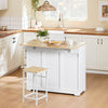 SoBuy FKW129-WN Kitchen Wagon on Wheels-Kitchen Island med foldet arbejdsoverflade, 2 skuffer og justerbare hylder, mobil serveringsvogn til køkken eller spisestue, hvid 113x91x (44–69) cm