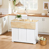 SoBuy FKW129-WN Kitchen Wagon on Wheels-Kitchen Island med foldet arbejdsoverflade, 2 skuffer og justerbare hylder, mobil serveringsvogn til køkken eller spisestue, hvid 113x91x (44–69) cm