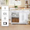 SoBuy FKW129-WN Kitchen Wagon on Wheels-Kitchen Island med foldet arbejdsoverflade, 2 skuffer og justerbare hylder, mobil serveringsvogn til køkken eller spisestue, hvid 113x91x (44–69) cm