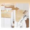 SoBuy FKW129-WN Kitchen Wagon on Wheels-Kitchen Island med foldet arbejdsoverflade, 2 skuffer og justerbare hylder, mobil serveringsvogn til køkken eller spisestue, hvid 113x91x (44–69) cm