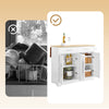 SoBuy FKW129-WN Kitchen Wagon on Wheels-Kitchen Island med foldet arbejdsoverflade, 2 skuffer og justerbare hylder, mobil serveringsvogn til køkken eller spisestue, hvid 113x91x (44–69) cm