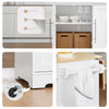 SoBuy FKW129-WN Kitchen Wagon on Wheels-Kitchen Island med foldet arbejdsoverflade, 2 skuffer og justerbare hylder, mobil serveringsvogn til køkken eller spisestue, hvid 113x91x (44–69) cm