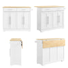 SoBuy FKW129-WN Kitchen Wagon on Wheels-Kitchen Island med foldet arbejdsoverflade, 2 skuffer og justerbare hylder, mobil serveringsvogn til køkken eller spisestue, hvid 113x91x (44–69) cm