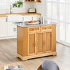 SoBuy FKW130-N Køkkenø på hjul Serveringsvogn med hjul, Køkkenvogn med udtrækbart arbejdsbord, Rullevogn med skuffer, Barvogn til køkken, spisestue, morgenmadsbar, Natur, 107 x (46-71) x 92,5 cm