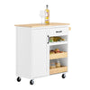 SoBuy FKW131 -WN Kitchen Wagon on Wheels - Kitchen Cabinets with Countertop in Rubber Wood, Fremskæret køkkenenhed til spisestue og kaffestation, 92 x 42 x 87 cm, hvid