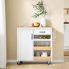 SoBuy FKW131 -WN Kitchen Wagon on Wheels - Kitchen Cabinets with Countertop in Rubber Wood, Fremskæret køkkenenhed til spisestue og kaffestation, 92 x 42 x 87 cm, hvid