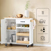 SoBuy FKW131 -WN Kitchen Wagon on Wheels - Kitchen Cabinets with Countertop in Rubber Wood, Fremskæret køkkenenhed til spisestue og kaffestation, 92 x 42 x 87 cm, hvid