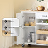 SoBuy FKW131 -WN Kitchen Wagon on Wheels - Kitchen Cabinets with Countertop in Rubber Wood, Fremskæret køkkenenhed til spisestue og kaffestation, 92 x 42 x 87 cm, hvid