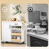 SoBuy FKW131 -WN Kitchen Wagon on Wheels - Kitchen Cabinets with Countertop in Rubber Wood, Fremskæret køkkenenhed til spisestue og kaffestation, 92 x 42 x 87 cm, hvid