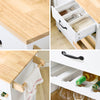 SoBuy FKW131 -WN Kitchen Wagon on Wheels - Kitchen Cabinets with Countertop in Rubber Wood, Fremskæret køkkenenhed til spisestue og kaffestation, 92 x 42 x 87 cm, hvid