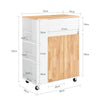 SoBuy FKW132-WN Kitchen Trailer på hjul-Kitchen-møbler med arbejdsoverflade i gummi træ, fritstående køkkenenhed til spisebord og kaffestation 70 x 40 x 90 cm hvid