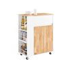 SoBuy FKW132-WN Kitchen Trailer på hjul-Kitchen-møbler med arbejdsoverflade i gummi træ, fritstående køkkenenhed til spisebord og kaffestation 70 x 40 x 90 cm hvid